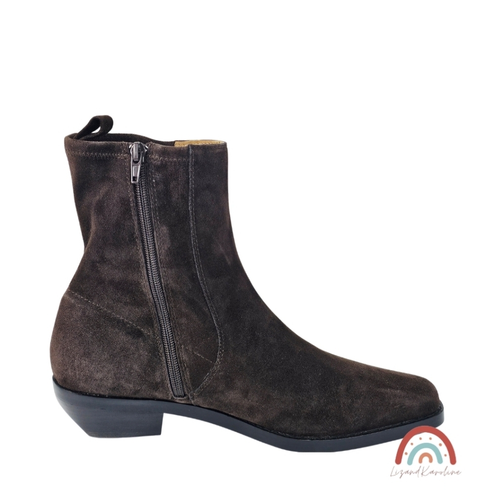 New! Madewell The Idris Ankle Boot in Suede Dark Carob - Picture 6 of 13